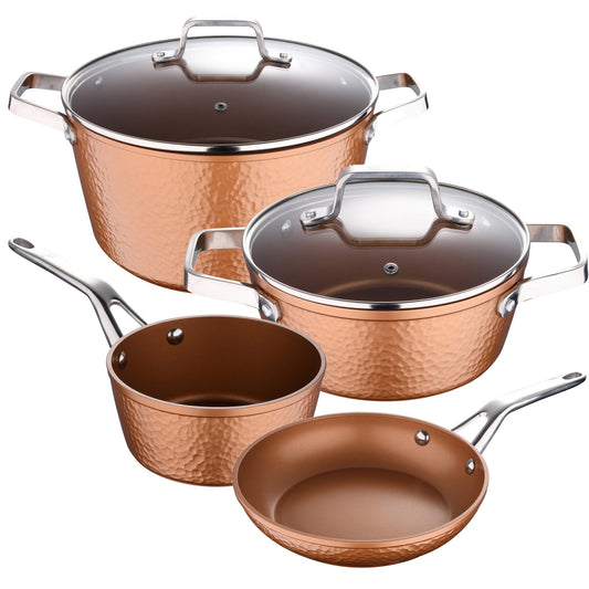Batería De Cocina Sartén Ø16; Cazo Ø16; Y 2 Cacerolas Con Tapa: Ø24 Y Ø28x15 Cm, Aluminio Forjado, Inducción, Colecció Origen_0