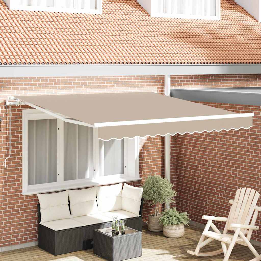 Toldo Retráctil Beige 300 X 250 Cm Tela Y Aluminio_1