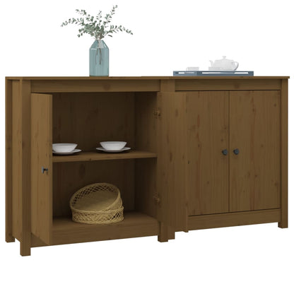 Aparador 2 Uds De Madera Maciza De Pino Marrón 70x35x80 Cm_2