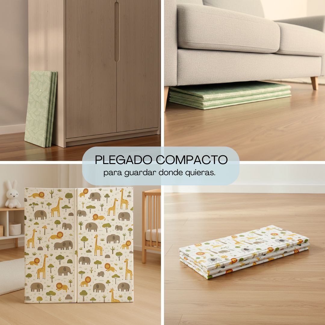 Alfombra Plegable Para Bebé 200 × 150 Cm, Reversible Animales/hojas Bathby_2