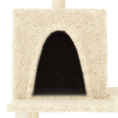Rascador Para Gatos Con Postes De Sisal Color Crema 167 Cm_4