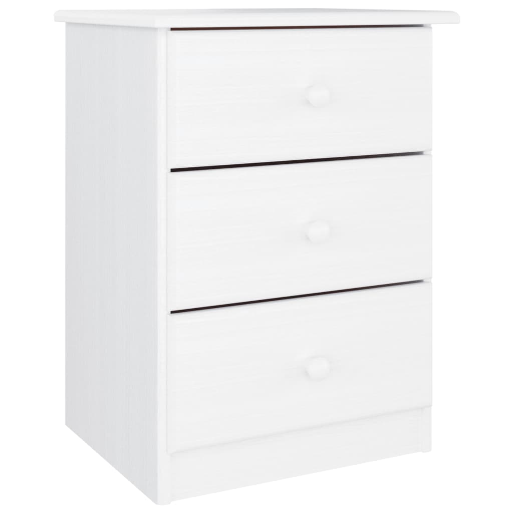 Mesita De Noche Alta Madera Maciza De Pino Blanco 41x35x55,5 Cm_0