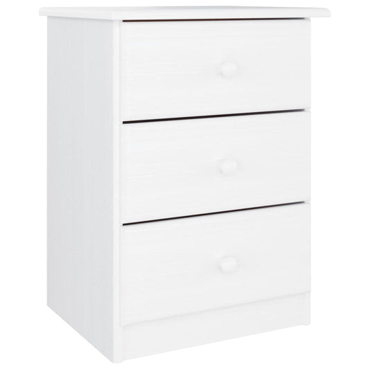 Mesita De Noche Alta Madera Maciza De Pino Blanco 41x35x55,5 Cm_0