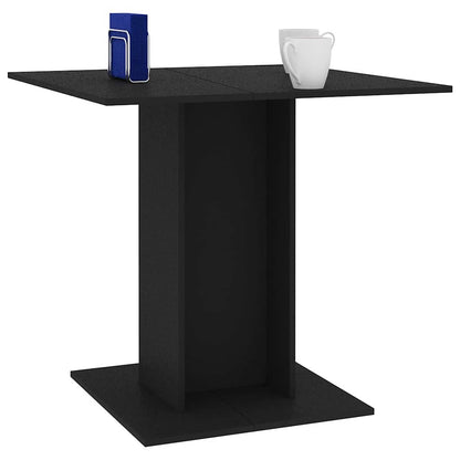 Mesa De Comedor De Madera Contrachapada Negro 80x80x75 Cm_3