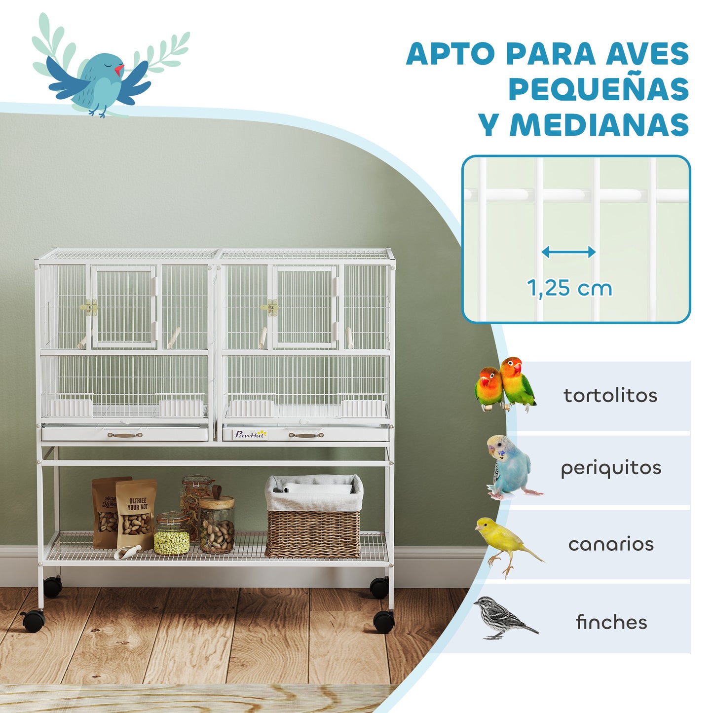 Pawhut Jaula Para Pájaros Grande Con Divisor_4