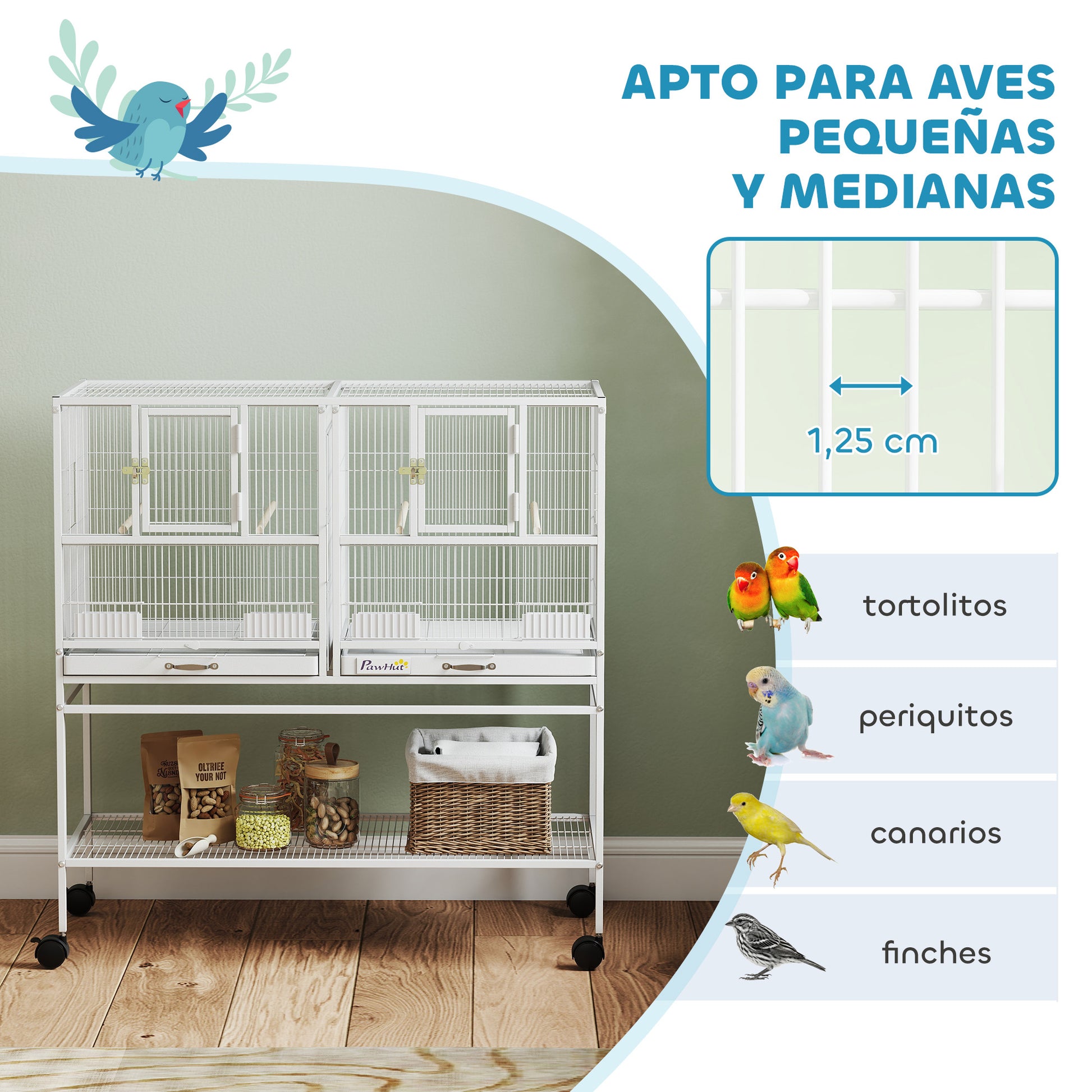 Pawhut Jaula Para Pájaros Grande Con Divisor_4
