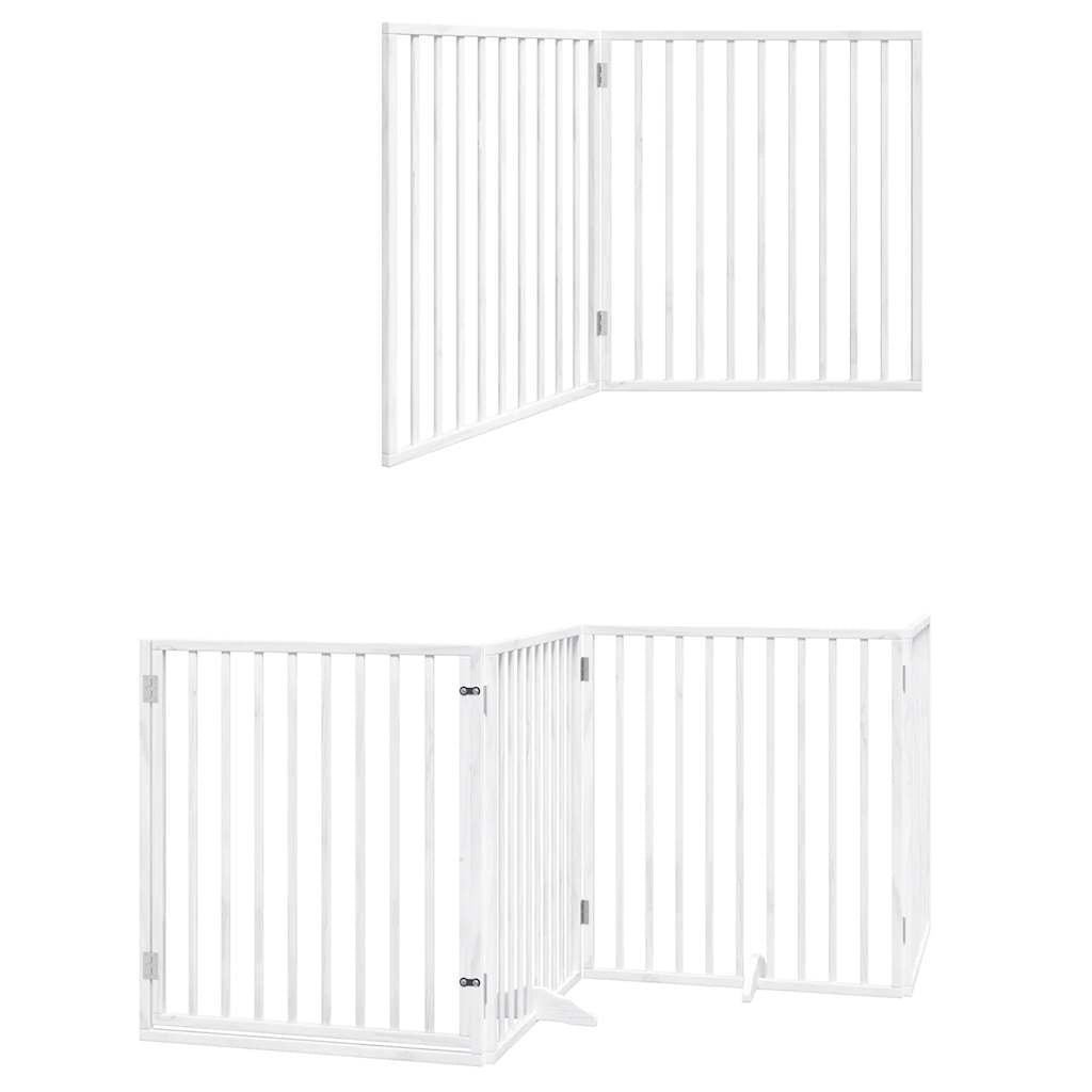 Vidaxl Puerta De Perros Plegable 6 Paneles Madera Álamo Blanca 480 Cm_2