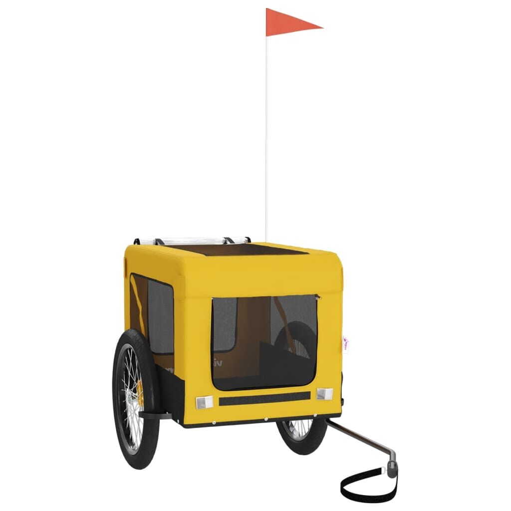 Vidaxl Remolque Bicicleta Mascotas Hierro Tela Oxford Amarillo Negro_0
