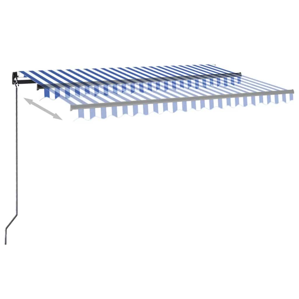 Toldo Manual Retráctil Con Led Azul Y Blanco 450x300 Cm_2