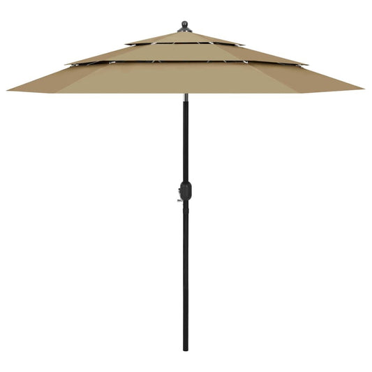 Vidaxl Sombrilla Jardín De 3 Niveles Con Palo De Aluminio Taupe 2,5 M_0