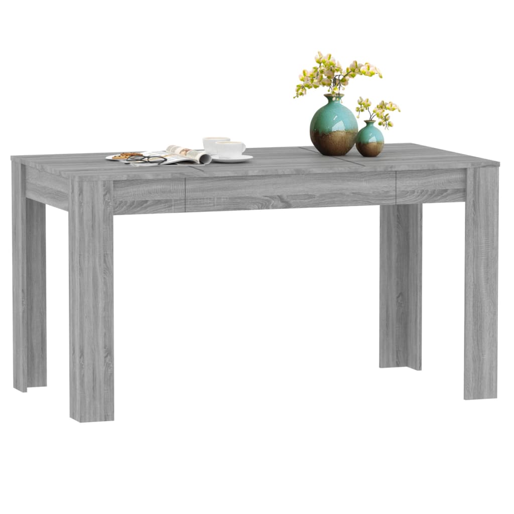 Mesa De Comedor Madera Contrachapada Gris Sonoma 140x74,5x76 Cm_4