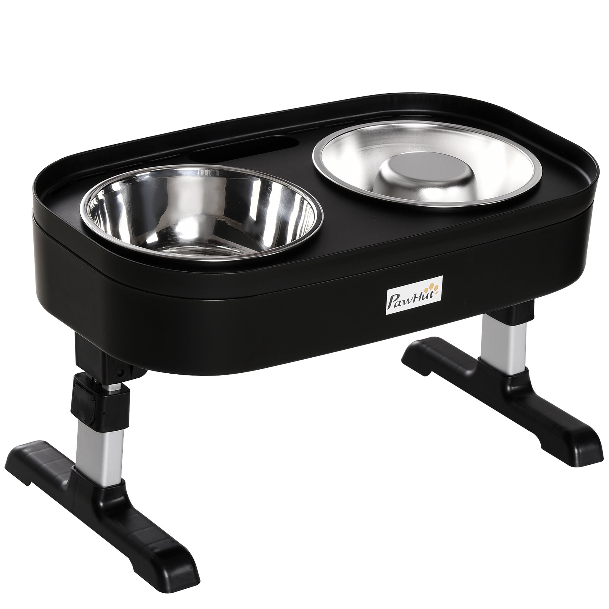 Pawhut Comedero Elevado Para Perros De 4 Alturas Ajustables 43x25x30 Cm Negro_0