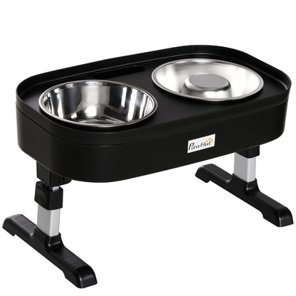 Pawhut Comedero Elevado Para Perros De 4 Alturas Ajustables 43x25x30 Cm Negro_0