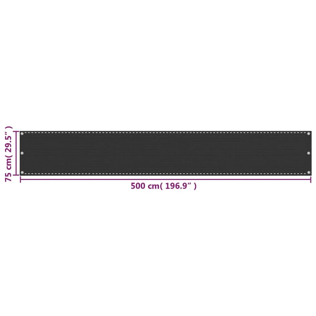 Vidaxl Toldo Para Balcón Hdpe 75x500 Cm Gris Antracita_4