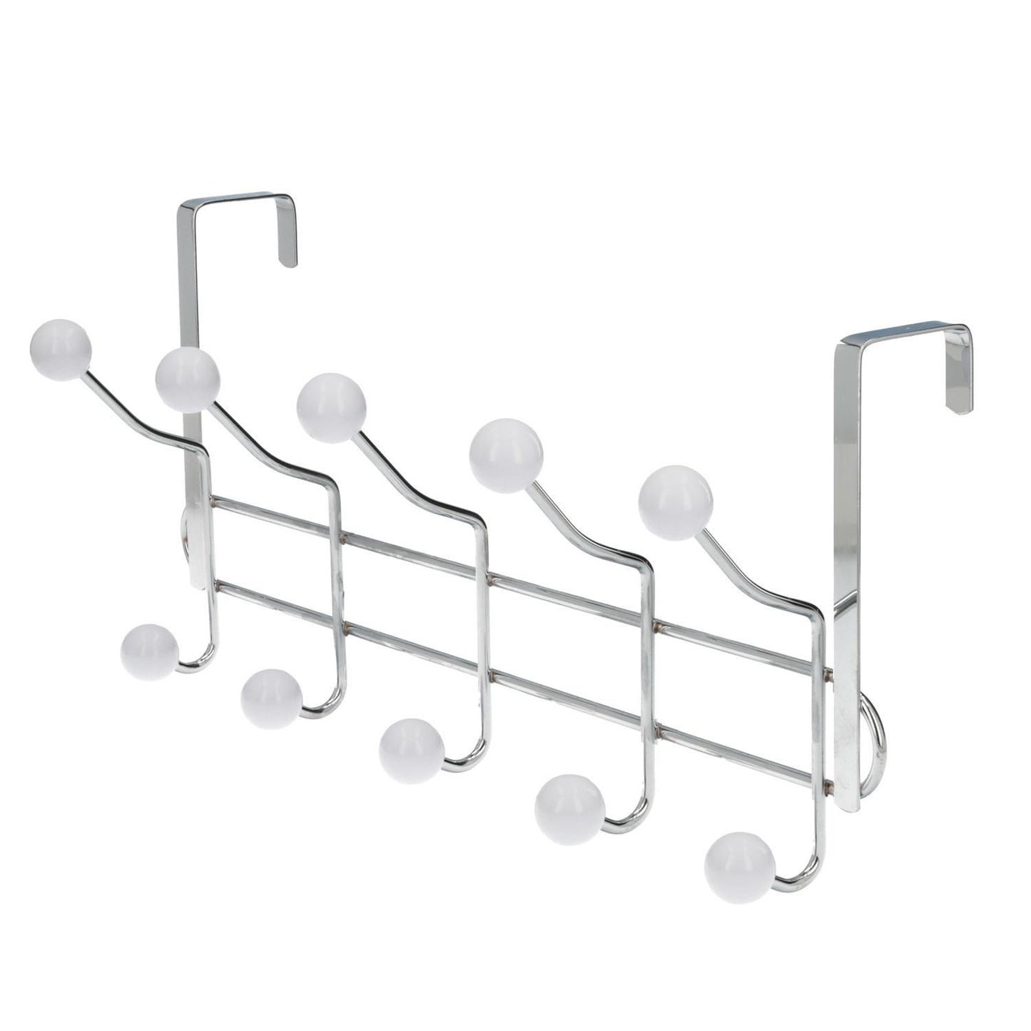 Perchero Cromado Colgante Para Puerta 5/10 Ganchos. Terminacion Blanca._1