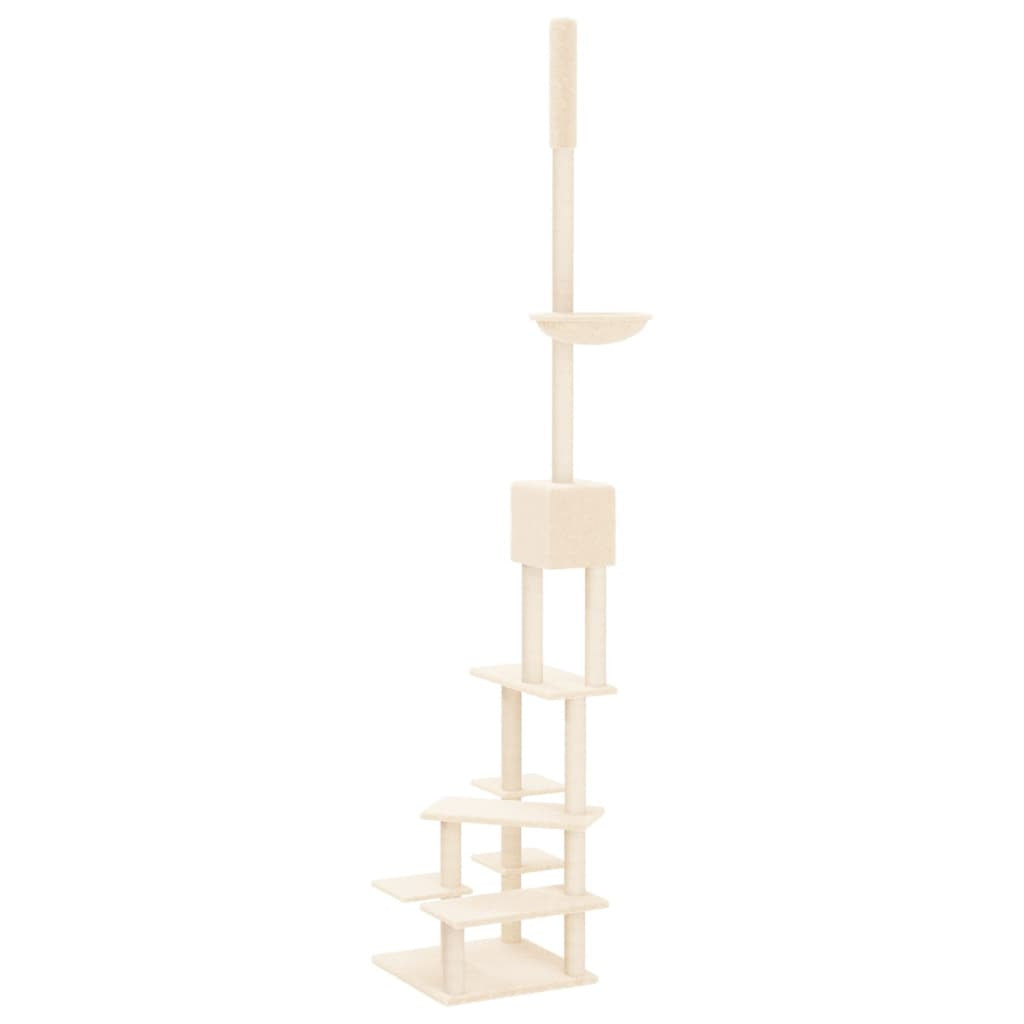 Vidaxl Árbol Rascador Para Gatos De Suelo A Techo Crema 268,5-294,5 Cm_4