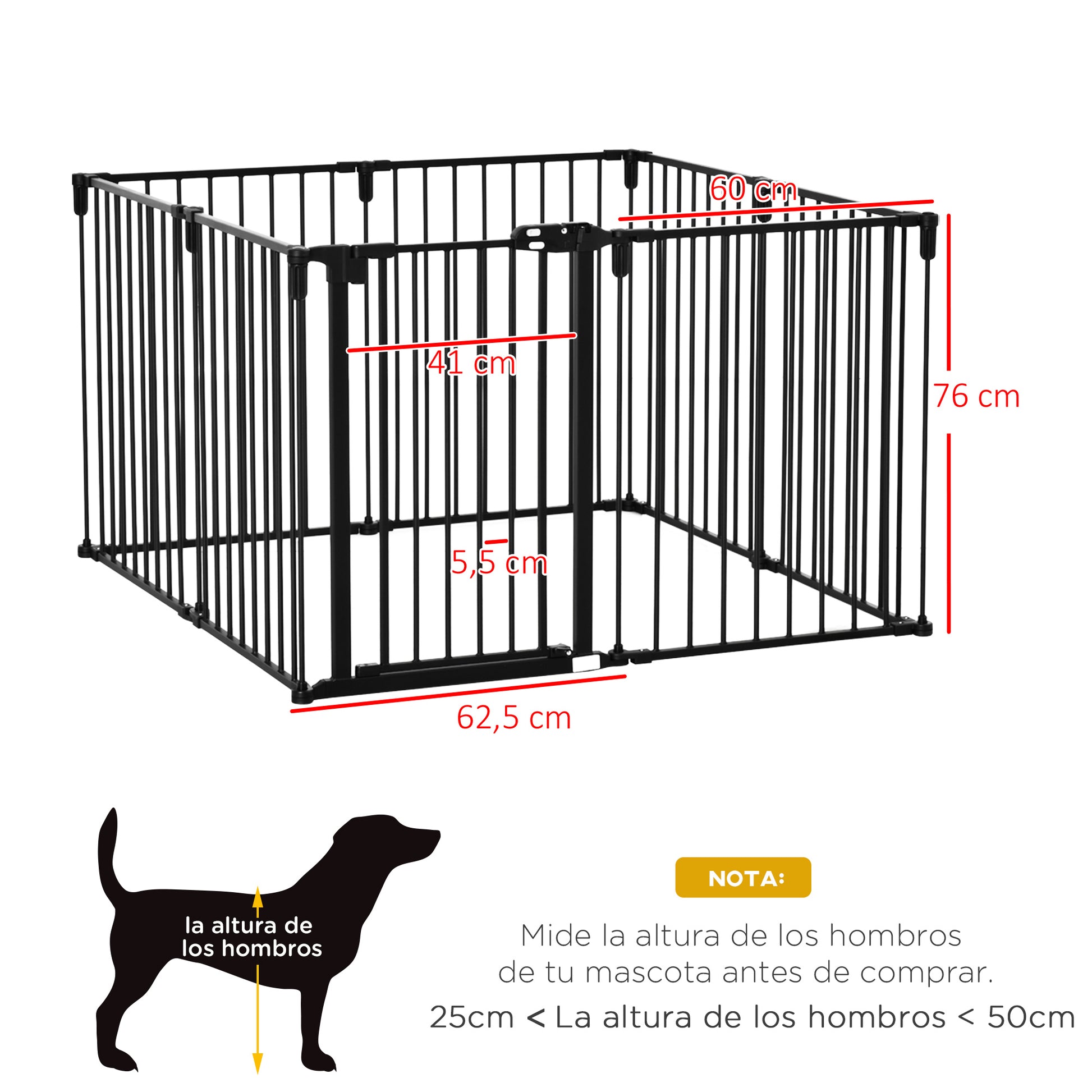 Pawhut Parque Para Perros Plegable 8 Vallas 60x76cm Con Puerta Y Doble Cerradura_2