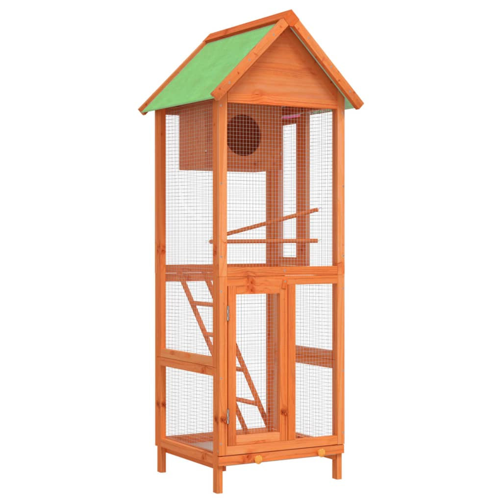 Vidaxl Casita Para Pájaros Madera Maciza Pino Marrón 60x58,5x160 Cm_0