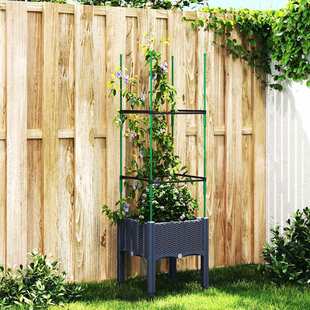 Jardinera Con Enrejado Pp Azul Gris 40x40x142,5 Cm_1