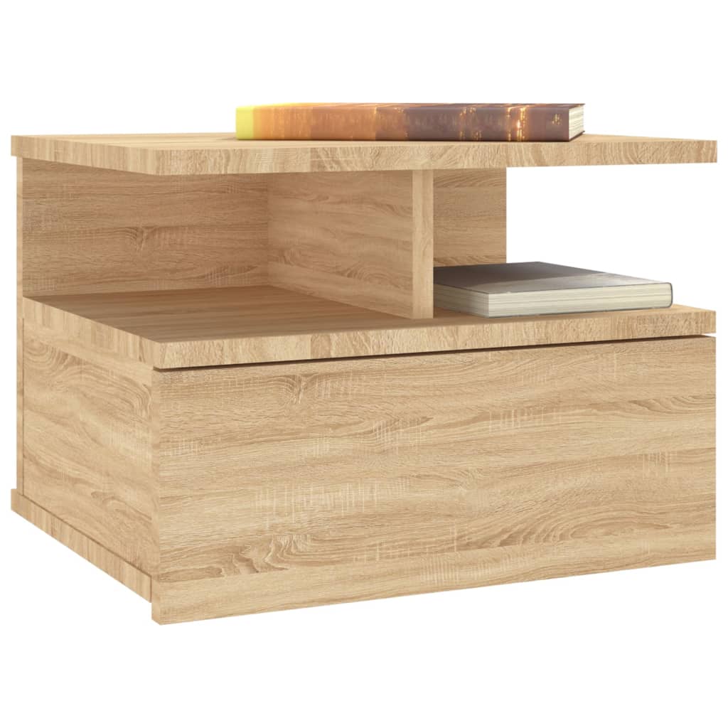 Mesita De Noche Flotante 2 Uds Madera Roble Sonoma 40x31x27 Cm_1