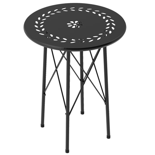 Outsunny Mesa De Jardín Redonda Ø40x50 Cm Para Interior Y Exterior Negro_0