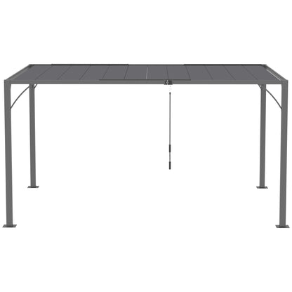 Outsunny Pérgola De Jardín 3x4 M Con Techo De Lamas Orientables Upf50+ Gris_4