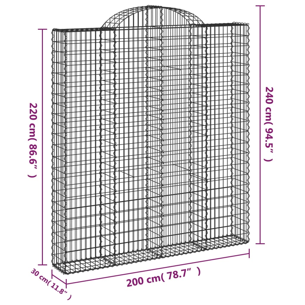 Cestas De Gaviones 4 Uds Forma De Arco Hierro 200x30x220/240 Cm_5
