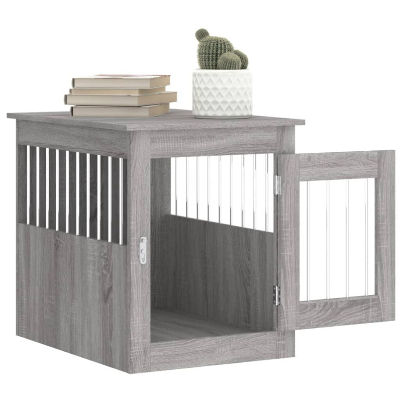 Jaula Para Perros En Mueble Estilo Gris Sonoma 55x75x65 Cm Material De Madera_4