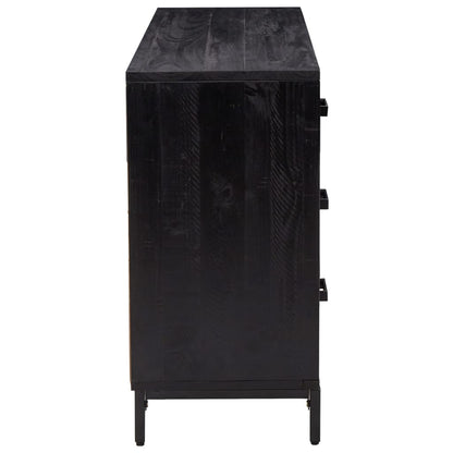 Aparador De Madera Maciza De Pino Negro 110x35x70 Cm / Vetonek_1