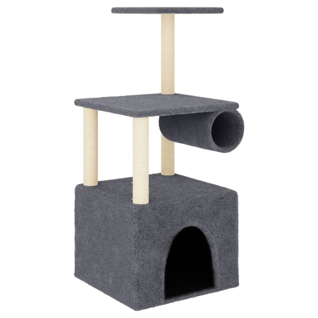 Vidaxl Rascador Para Gatos Con Postes De Sisal Gris Oscuro 109,5 Cm_0