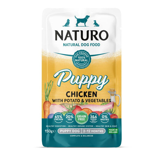 Naturo Comida Humeda Perro Cachorro Grain Free De Pollo Y Patata 150g X 8 Sobres_0