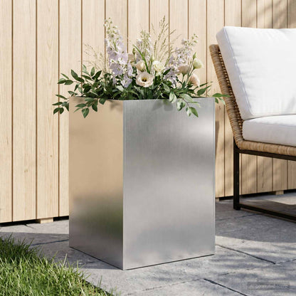 Macetero De Jardín Plateado 50 X 50 X 75 Cm Acero Inoxidable_1