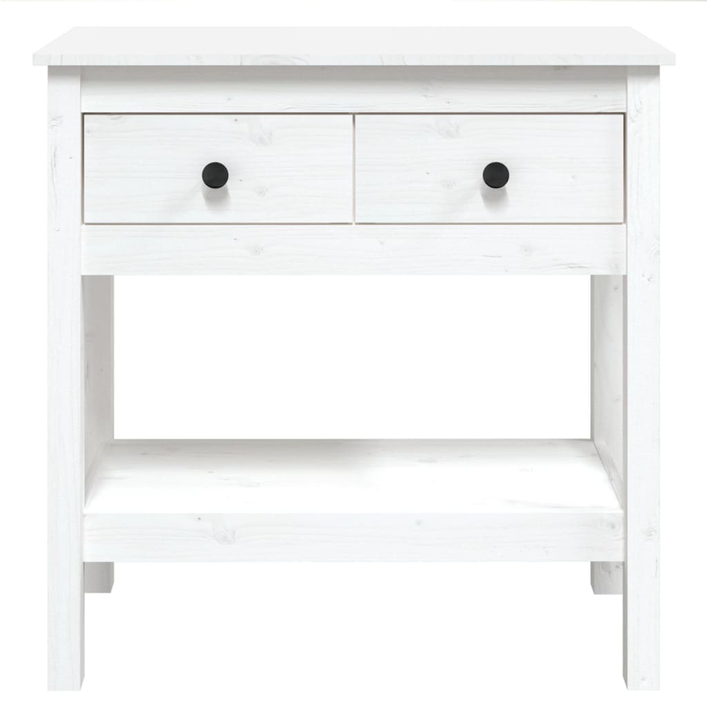 Mesa Consola De Madera Maciza De Pino Blanco 75x35x75 Cm_4