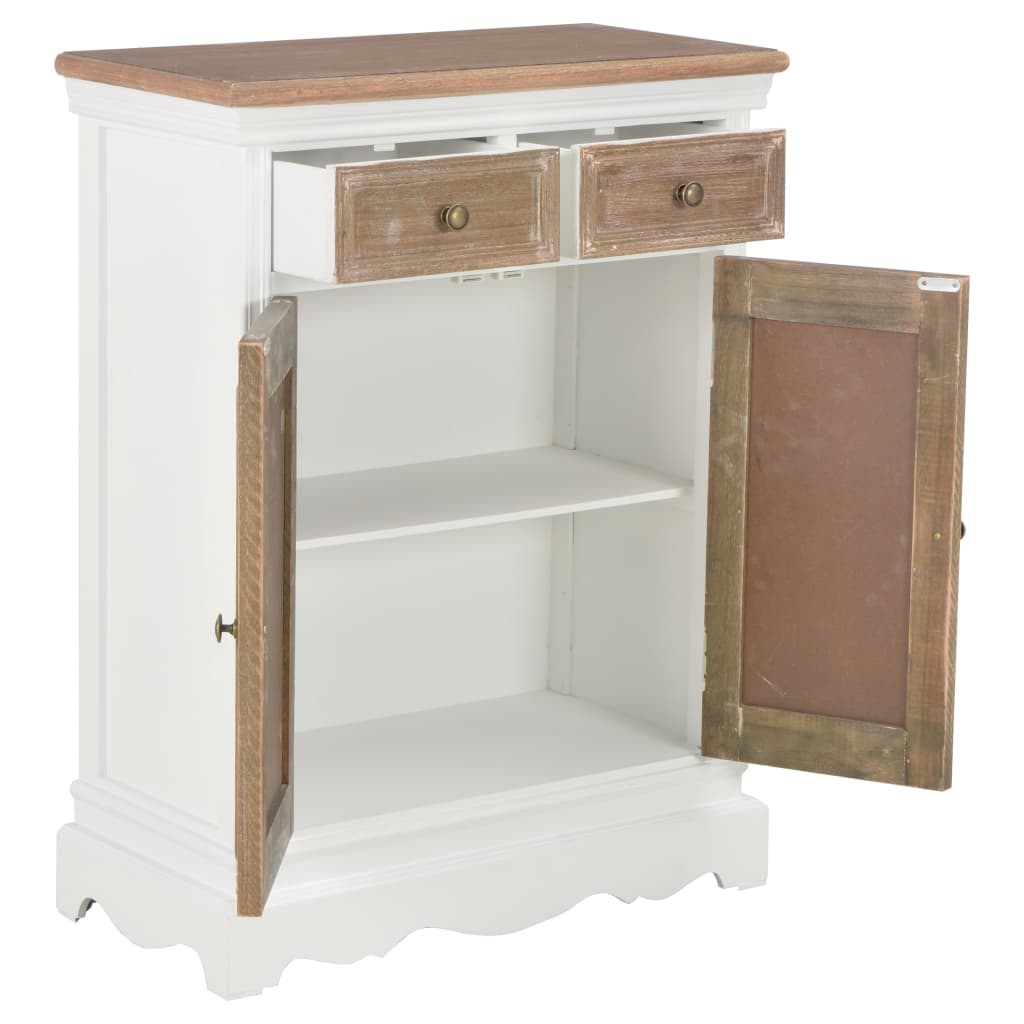Aparador De Madera Maciza Blanco 60x30x80 Cm_2