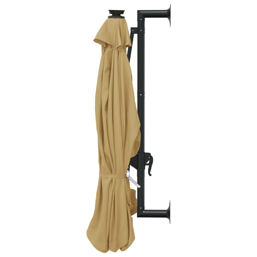 Vidaxl Sombrilla De Jardín De Pared Con Luces Led Taupe 300 Cm_4