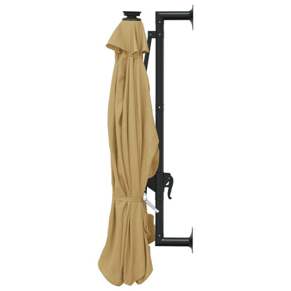 Vidaxl Sombrilla De Jardín De Pared Con Luces Led Taupe 300 Cm_4
