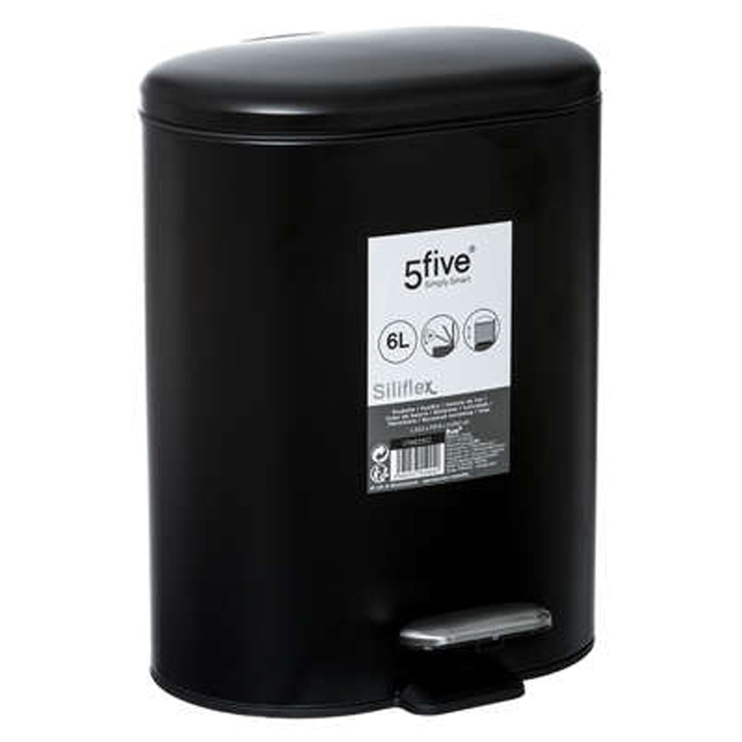 Cubo Pedal Acero Inoxidable Siliflex 6 L Negro 30,5x24,2x15,5_4