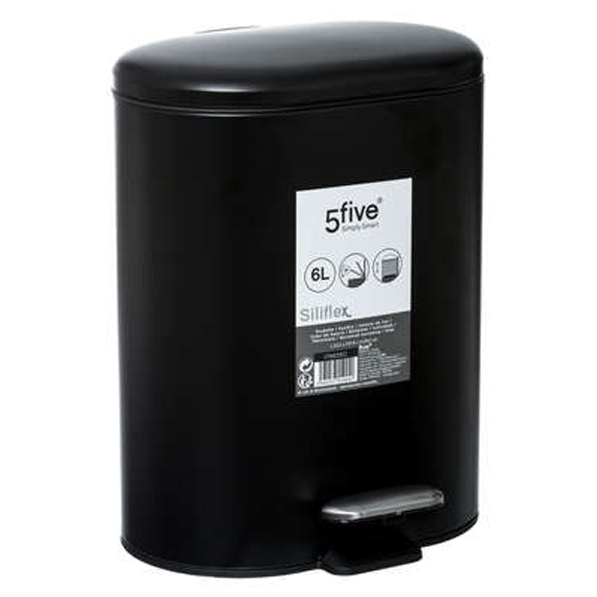 Cubo Pedal Acero Inoxidable Siliflex 6 L Negro 30,5x24,2x15,5_4