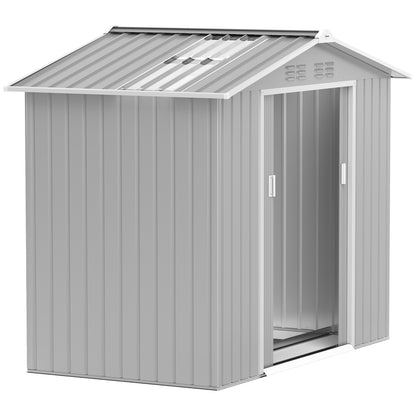 Outsunny Caseta De Jardín 213x130x185 Cm Con 2 Puertas Correderas Y 4 Ventanas_0