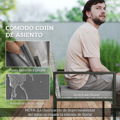 Outsunny Juego De Muebles De Jardín Exterior De Ratán Sintético De 9 Piezas Gris_4