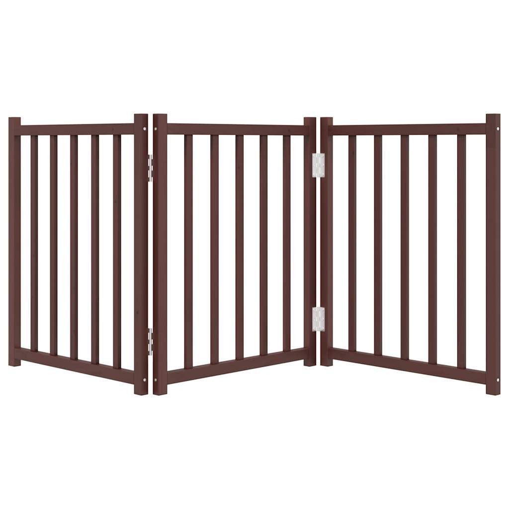 Vidaxl Puerta De Perros Plegable 3 Paneles Madera Abeto Marrón 150 Cm_3