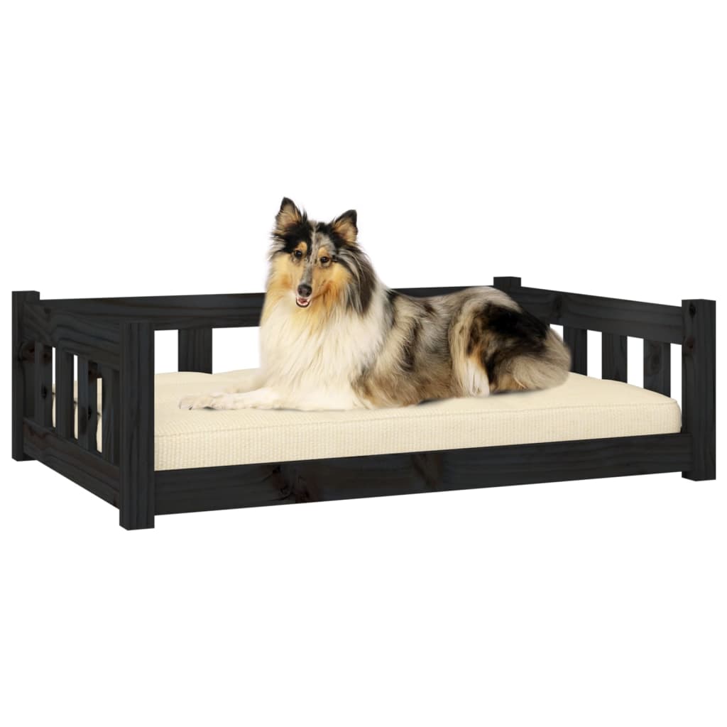 Cama Para Perros Madera Maciza De Pino Negro 95,5x65,5x28 Cm / Vetonek_1