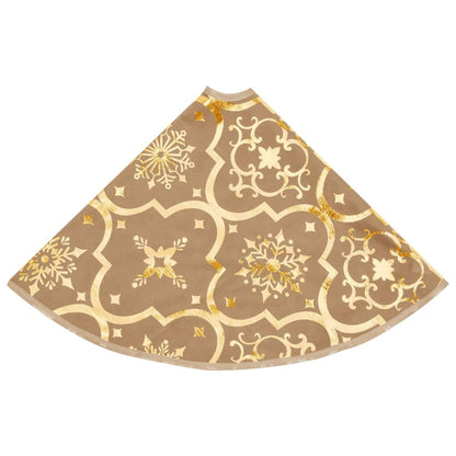 Vidaxl Falda Del Árbol De Navidad Lujo Y Calcetín Tela Amarillo 122cm_4