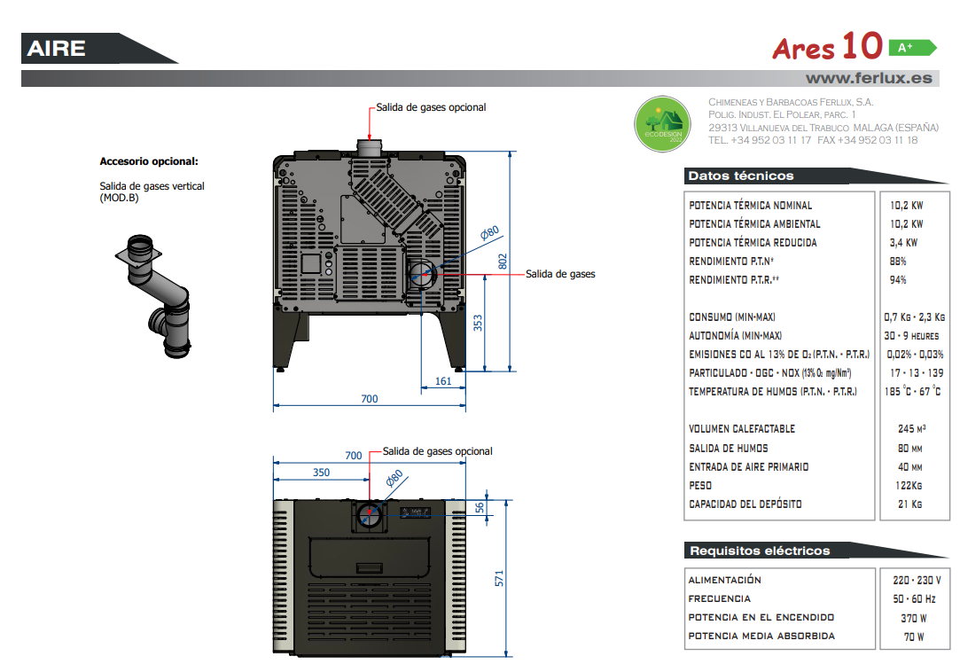 Bricosol Estufa De Pellets Ares 10 Negro De Ferlux_4