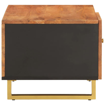 Mesa De Centro Madera Maciza De Mango Negro Marrón 80x50x40 Cm_3