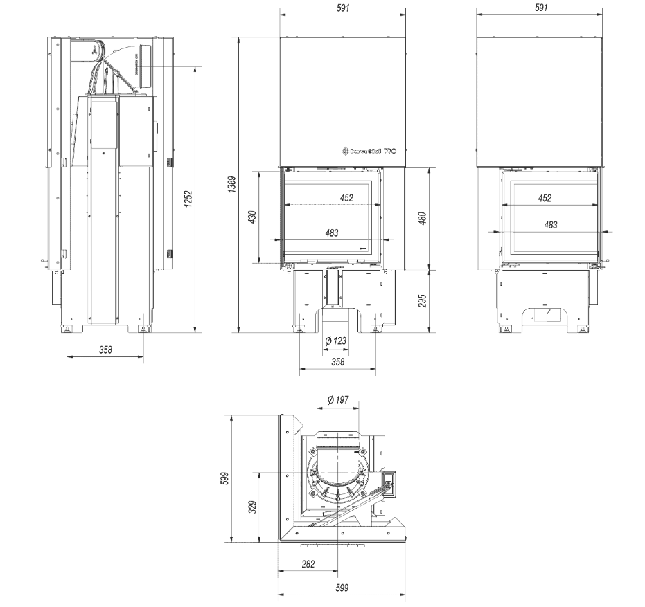 Bricosol Chimenea De Leña De Acero Kratki Vnl 480/480 8 Kw Ø 200 Puerta Elevable_4