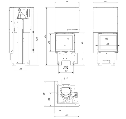 Bricosol Chimenea De Leña De Acero Kratki Vnl 480/480 8 Kw Ø 200 Puerta Elevable_4