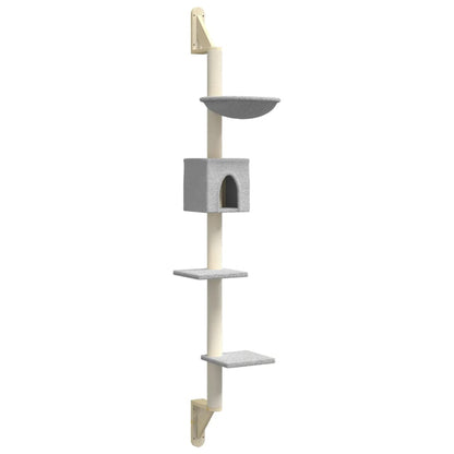 Vidaxl Árbol Rascador Para Gatos De Pared Gris Claro 187 Cm_0