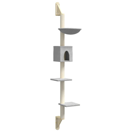 Vidaxl Árbol Rascador Para Gatos De Pared Gris Claro 187 Cm_0