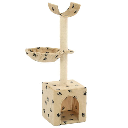 Vidaxl Rascador Para Gatos Poste De Sisal 105 Cm Huellas Beige_0